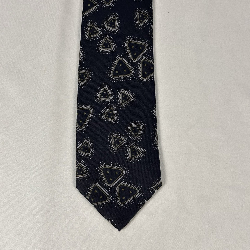 Giorgio Armani Cravatte Silk Tie Black Silver Geometric Made In Italy 3.5" W - Picture 3 of 9